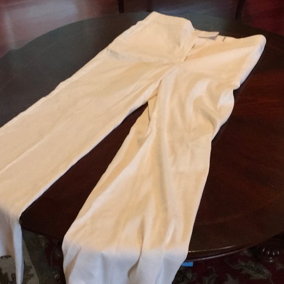Ann Taylor flare leg white linen dress pants - Picture 2 of 3